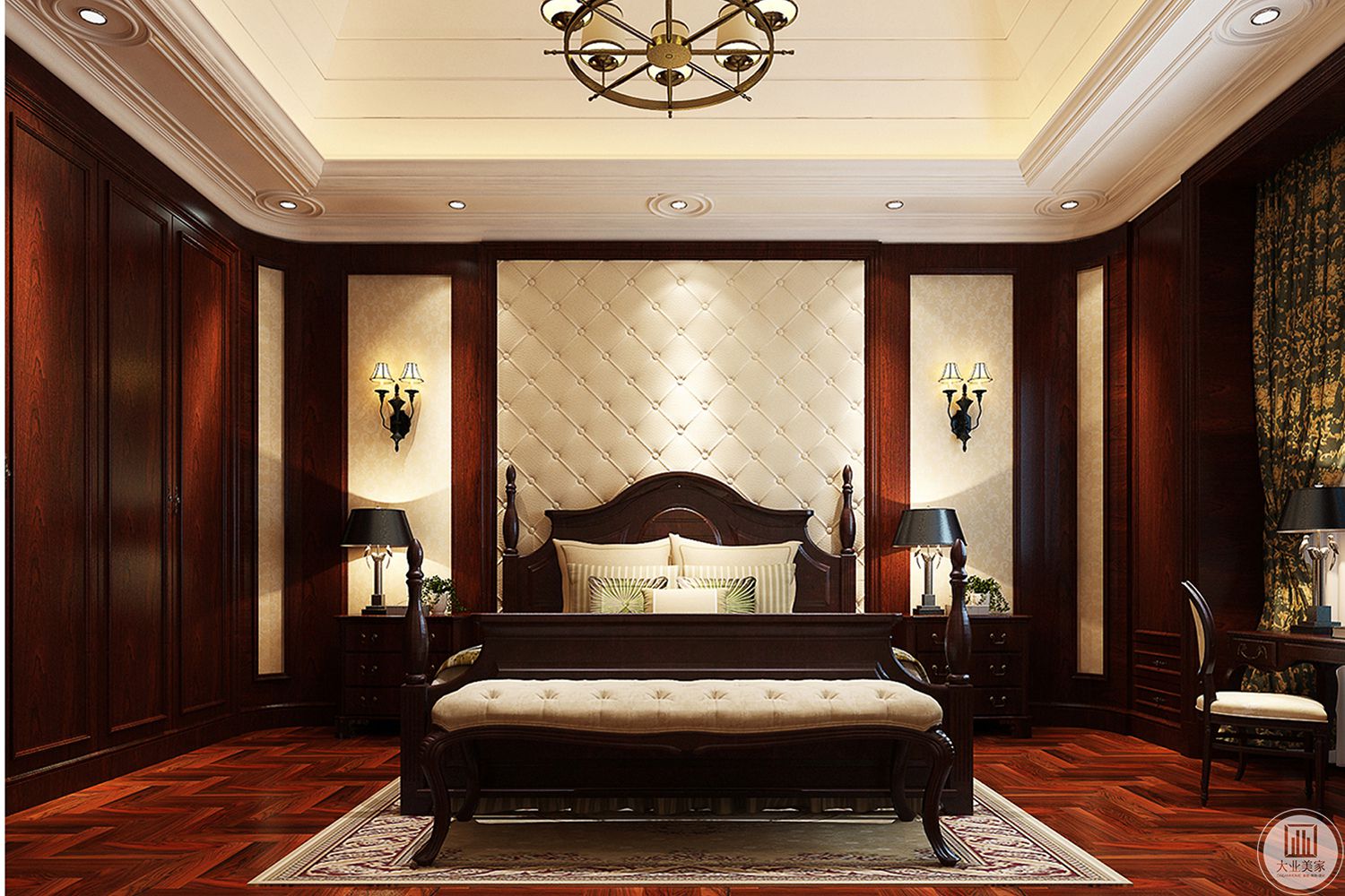 传统美式卧室的稳重、踏实。
