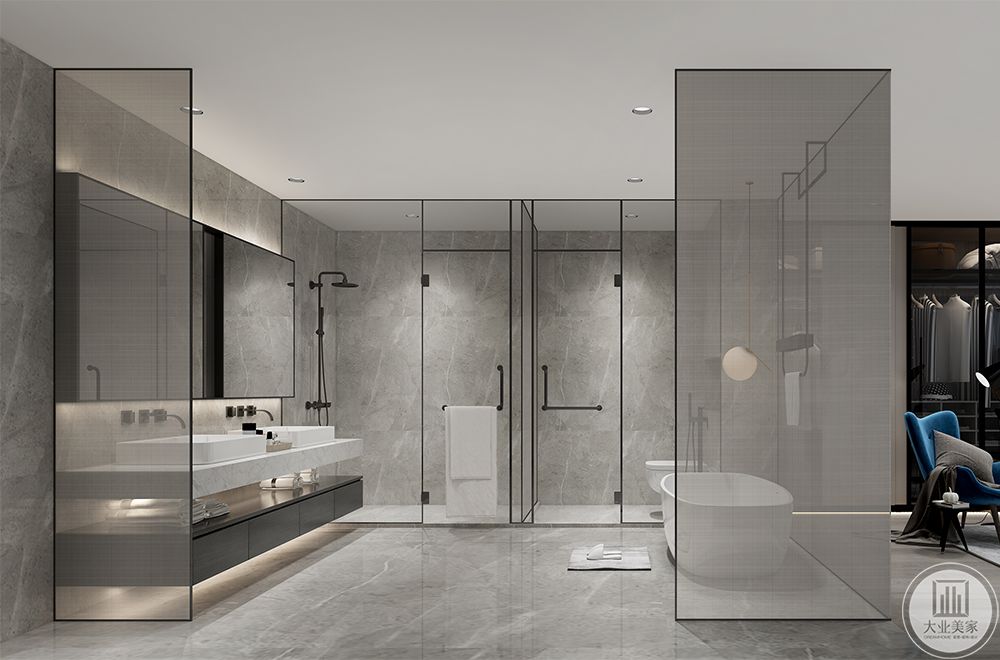 卫生间干湿分离，洁净清爽。独立的淋浴房隔断，区域划分合理，实用又方便