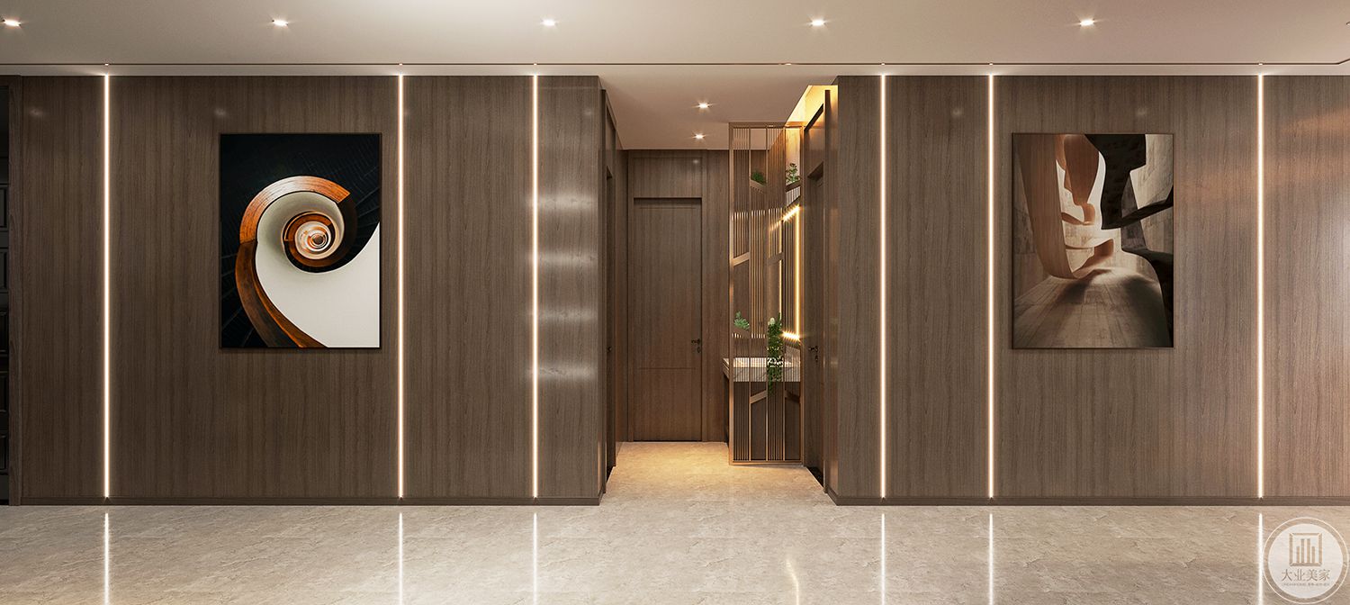 客厅硬装的部分极力的摆脱造型，通过块面和线条塑造更具包容性的空间。