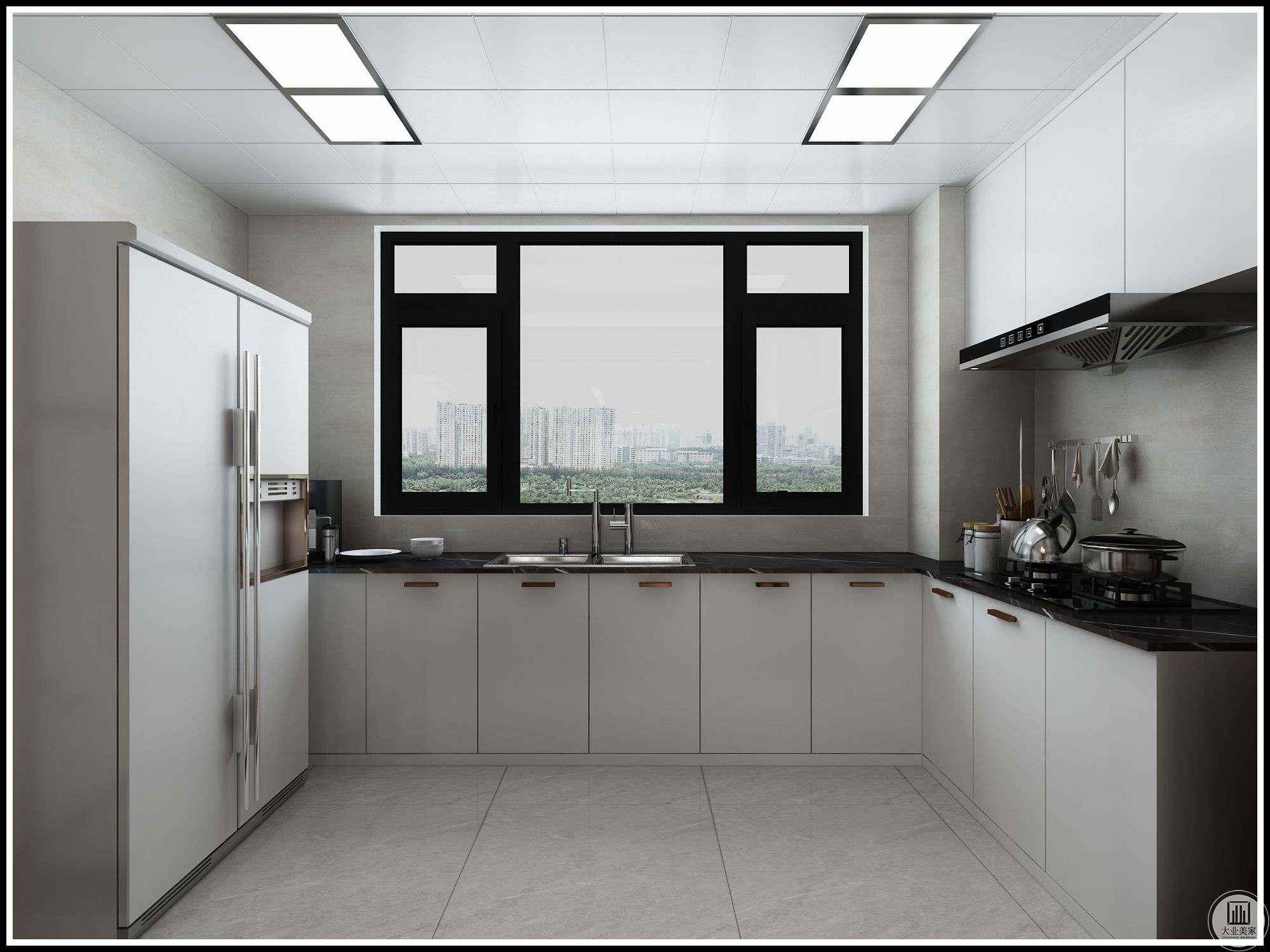 厨房空间本着储物空间大、使用方便为原则设计。