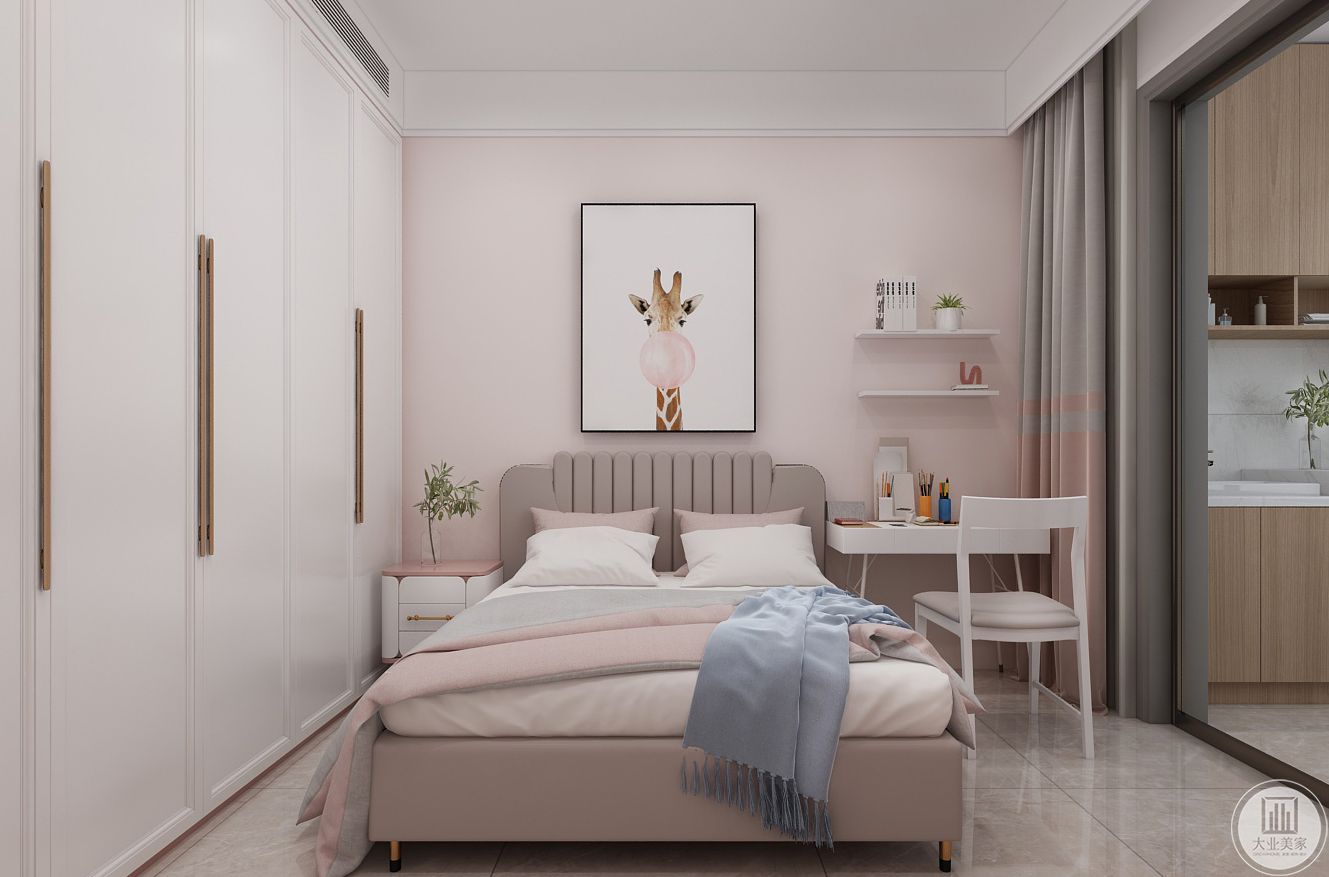 女儿房用当下流行的暗粉色调形成温馨空间